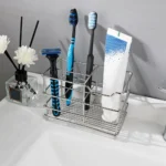 Bathroom Toothbrush Holder Stainless Steel Black Sliver Tooth Brush Holder Toothpaste Holder Stand Bathroom Organizer