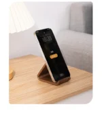 2-in-1 Solid Wood Phone Stand - Black Walnut Business Card Display Rack for Home Office Desk Decor