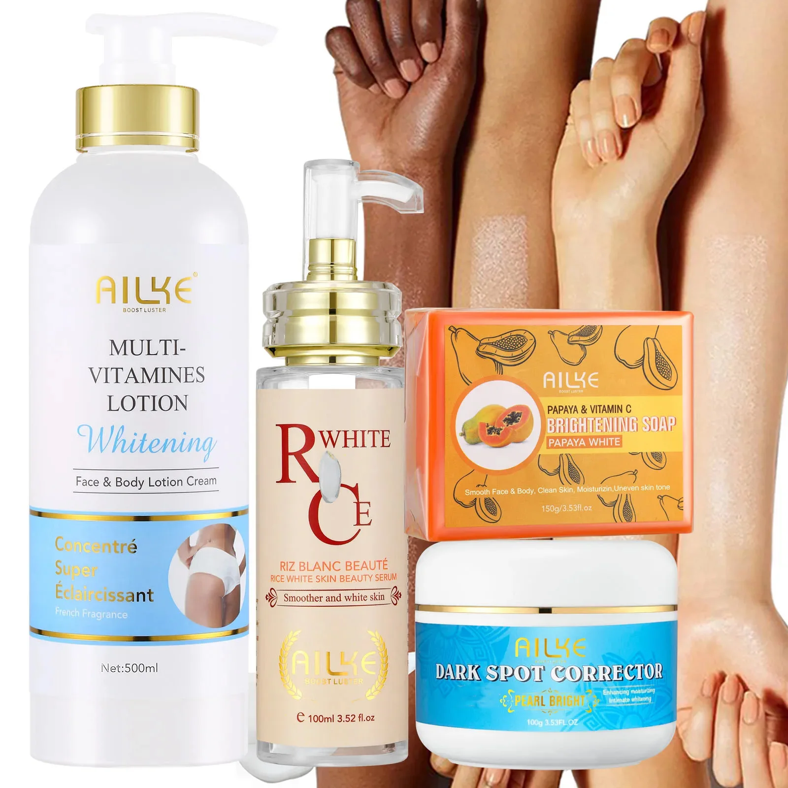 AILKE Multi Vitamin Whitening Body Lotion bottle on white background, front view.