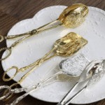 2pcs Food Tong Gold-plated Snack Cake Clip Salad Bread Pastry Clamp Baking Barbecue Tool Fruit Salad Cake Clip Kitchen