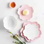 GIEMZA Ceramic Dinner Plates 3pcs Pink Flower White Floral Dish Dinnerware Sets Platos De Ceramica Porcelain Plate Stoneware