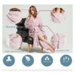 Children Bathrobe 100% Cotton Thickened Soft Hooded Belted Towel Robe for Boys Girls Aged 2-12 Years – styled in a modern