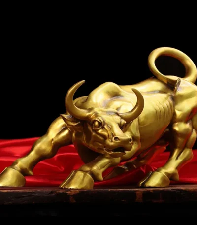 Feng Shui Mascot Copper Bull Wall Street Cattle Sculpture Cow Statue Office Decor Crafts Gift