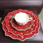 German Weibao Christmas tableware flat plate round cake mug teapot coffee cup soup salad – top view