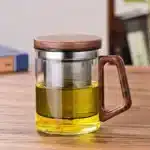 400ml Glass Tea Mug With Wood Handle Chinese Heat Resistant Filter Tea Cups High Quality And Convenient Kung Fu Tea Set