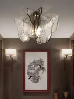 Amber / Gray Ice Slice LED Glass Ceiling Lights Bedroom Hallway Ideal Lampara Techo Ceiling Chandelier Novel Modern