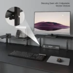 Standing Desk w/ 2 Adjustable Monitor Shelves,Electric Stand Up Desk with Memory Controller & Adjustable Height – angled