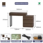 Italian minimalist dressing table with mirror and stool in black finish for bedroom