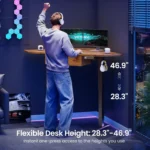 32" Electric Corner Height Adjustable Desk with Drawer, Small Gaming & Office Workstation, Rustic Brown, Customized