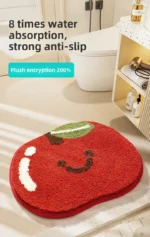 Creative Fruit-shaped Bath Mat Thickened Flocked Microfiber Bathroom Rug Non-slip Water-absorbent Quick-drying Foot Mat