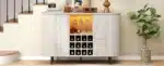 Wine Bar Cabinet w/ LED Light,Liquor Cabinet for Home,Coffee Bar Cabinet w/ Wine Rack & Glass Holder,Walnut Buffet