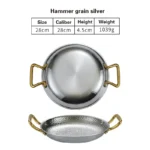 304 stainless steel Spanish seafood rice pot Commercial crayfish plate Flat bottom stewed rice pot Double ear frying pan