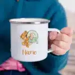 Custom Letter with Name Mug Bear Printed Creative Enamel Cup,Coffee Drink,Milk Mug,Handle Drinkware,Birthday Gifts for Kid
