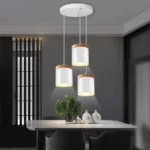 Modern Minimalist E27 Pendant Lights Bar Cafe Restaurant Home Decor Wood Aluminum Hanging Lamp 3-Heads White Lighting