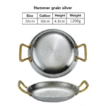 Commercial crayfish plate Flat bottom stewed rice pot Double ear frying pan hotpot 304 stainless steel Spanish seafood rice
