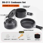Camping Cookware Mess Kit, Non-Stick Lightweight Pots Set Portable Outdoor, For Backpacking Hiking Outdoor Cooking and Picnic - Image 11