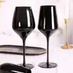 2Pcs glass household, multi-purpose black crystal glass, tall red wine glass, champagne glass, glass wine glass – close-up
