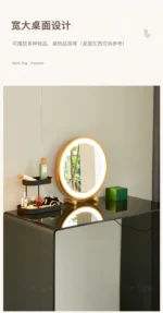 Minimalist vanity desk with drawers and mirror - Goldoma modern dressing table with stool