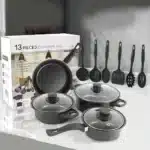 12-Piece Non-Stick Cookware Set Cooking Pot with Lid Milk Pot Maifan Stone Frying Pan Cooking Pot Set for All Hob – styled