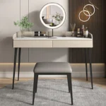 Goldoma Modern Minimalist Dresser with Stone Desktop and Makeup Table – side view
