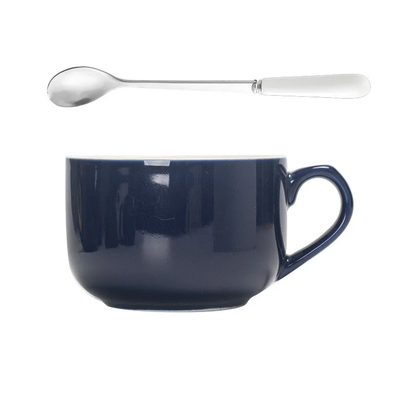 750ml Large Capacity Ceramic Milk Coffee Mug With Spoon Breakfast Oatmeal Milk Tea Ceramic Cup Instant Noodles Bowl For Gifts