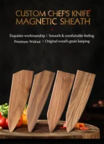HEZHEN Magnetic knife Sheath Wooden Sheath High Quality Walnut Wood Knife Cover for HEZHEN Chef knife – close-up detail