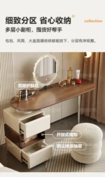 Modern white dressing table with LED mirror and storage drawers