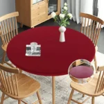 New 60-140cm Weding Round Table Cover Waterproof Case Dining Table Oil-Proof Elastic Tablecloth Fitted Wedding Decoration