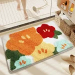 Non-Slip High-Absorbency Microfiber Bath Mat - Floral Plush Bathroom Rug, Thickened Fashionable Home Decor – base detail