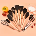 12PCS Food Grade Silicone Kitchen Cookware Utensils Turner Spatula Measuring Spoons Practical Cooking Tool Kitchenware Set