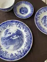 American country style winter snow scenery, glazed color steak, pasta, dinner plate, afternoon tea, coffee cup, plate
