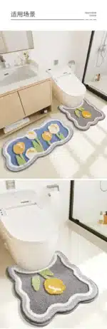 Bathroom Non-slip Mat 3-piece Set Modern Minimalist Flower Absorbent Floor Mat Thickened Bathroom Door Mat High Quality Bath