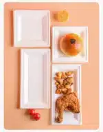 50pcs Degradable Square 6/8/10 Inch Disposable Paper Plate Thick Cake Tray for Baking Barbecue Party Tableware Fruit Snack