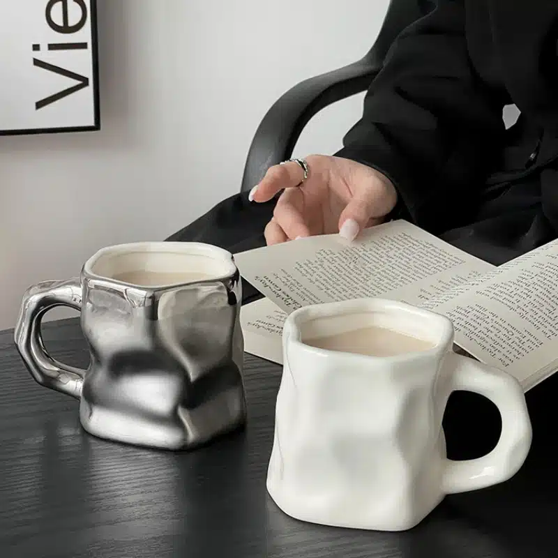 Creative Irregular Pitted Ceramic Coffee Cup 30ml Afternoon Tea Dessert Tea Cup Simple Office Mug Couple Mug Gift Home Decor