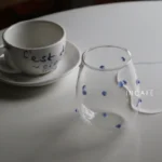 Colorful Stones Dots Glass Cup High Borosilicate Glass Transparent Drink Water Cup Milk Coffee Juice Glass – styled in a