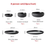 Nordic Ceramic Tableware Matte Glazed Japanese Style Ins Style Dishes Sets Salad Soup Bowl Flat Plate Dinnerware Dinner Set