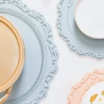 Korean lace silicone placemat with heat insulation relief for bowls, cups, and plates, heat-resistant and European retro