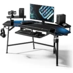 Aero 72 Inch Gaming Desk with Keyboard Tray, Large Computer Desk Led Lights, Wing-Shaped Monitor Stand , Customized