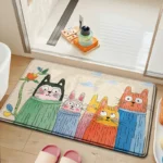 Cartoon Rabbit Bath Mat - Ultra Soft Cotton Velvet, Absorbent & Quick Dry, Non-Slip Backing, Cloud-Like Comfort for