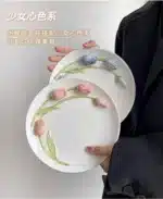 European Relief Ceramic Tulip Cup Afternoon Tea Dessert Pastry Tea Cup Painted Flowers Coffee Mug Couple's Water Cup Café