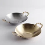 Double Ear Bar Cauldron Commercial round bottom pot Small Hot Pots Thickened creative stainless steel dry pot Pot cub Golden - Image 3
