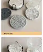 4Pcs 11x11cm Small Round Cotton Woven Coffee Mug Tea Cup Coaster Table Placemat Plate Mat Kitchen Insulation Pad – styled in