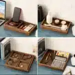 7pcs Rustic Wooden Trays with Handles - Rectangular Breakfast Plates & Coffee Table Serving Trays for Snacks, Party