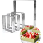 5PCS Square Shape Stainless Steel Perforated Tart Rings for Baking Puff Breads French Cake Mousse Tart Shell Mold Bakeware Rings