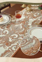 French Vintage Chenille Table Runner Roman Holiday Embroidery Dinning Table Decor Waterproof Christmas Decorative Tablecloth