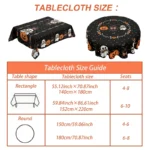 Halloween Round/Traingle Black Pink Tablecloth Pumpkin Spooky Boo Printed Decorative Dining Table Cover for Home Party Decor