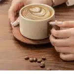 Vintage Wooden Handle Ceramic Coffee Cup with Saucer 250 Ml Large Capacity Tea Cup Modern Afternoon Tea Dessert Coffee Cup