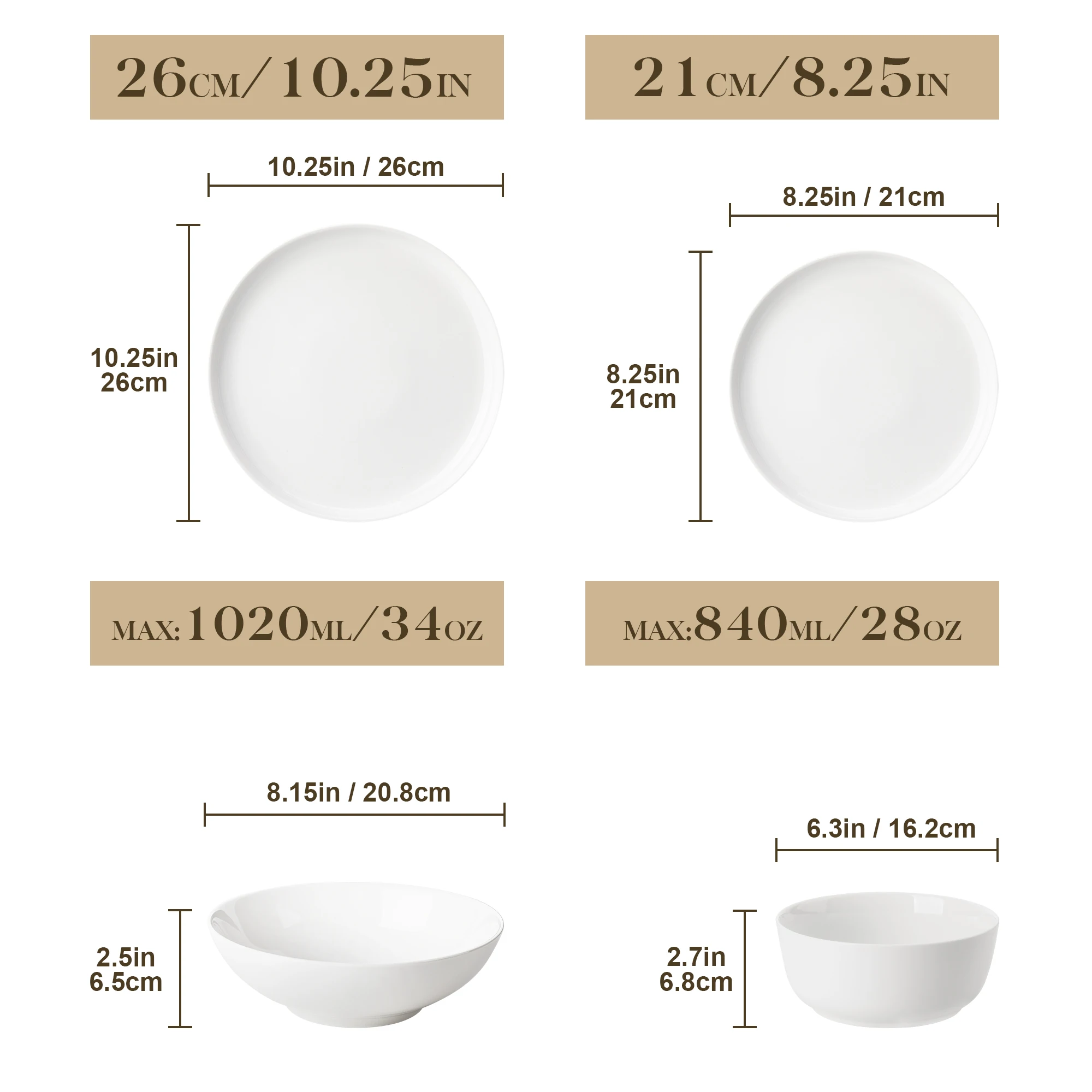 MALACASA 12/16/18/24 PCS Porcelain Plates Dinnerware Sets Ceramic Plates Set with 4/6 PCS Dinner Plate/Dessert/Cereal Bowl/Soup