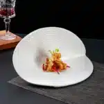 European White Striped Ceramic Dinner Plate Hotel Tableware Irregular Shaped China Plate Dessert Cooking Dishes Kitchen