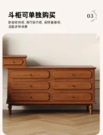 Minimalist oak wood dressing table with mirror, stool, and six drawers in a modern bedroom setting